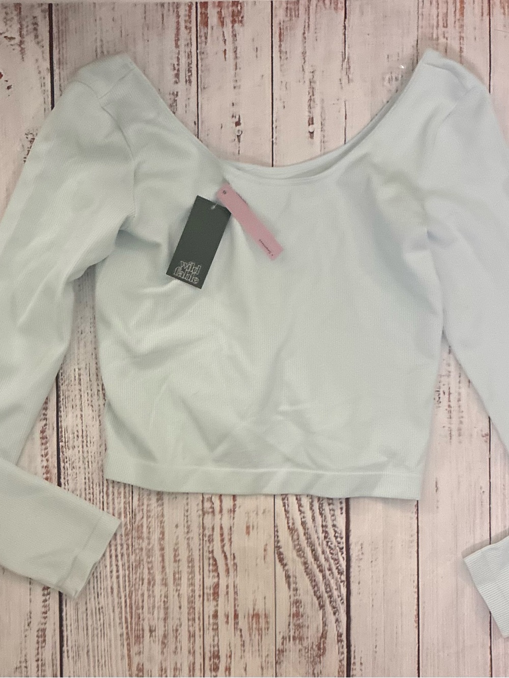 wild fable Pale Blue Cropped Scoop Neck Long Sleeve Top